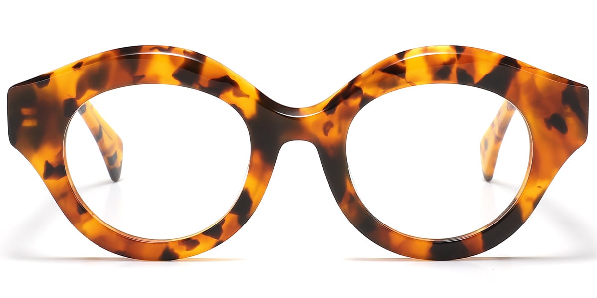 Acetate Round Geometric Frame tortoiseshell