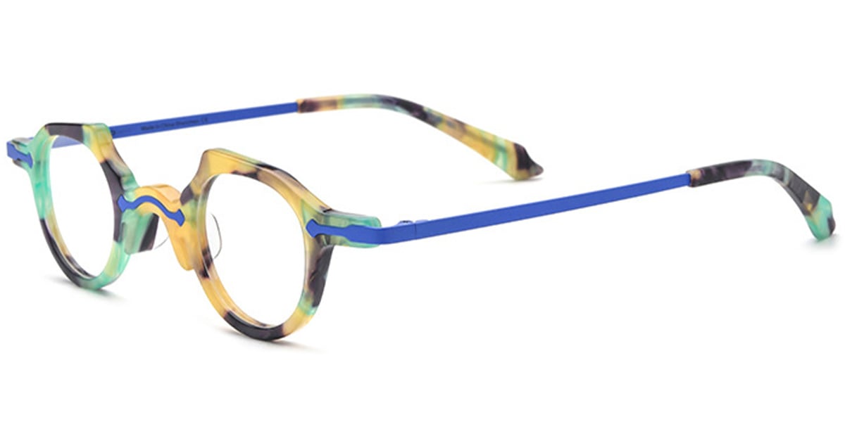 Acetate Geometric Frame pattern-blue