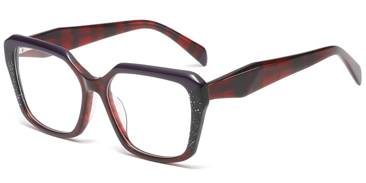 Acetate Square Frame pattern-red