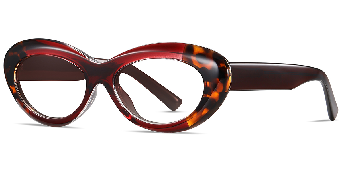 Acetate Oval Frame pattern-brown