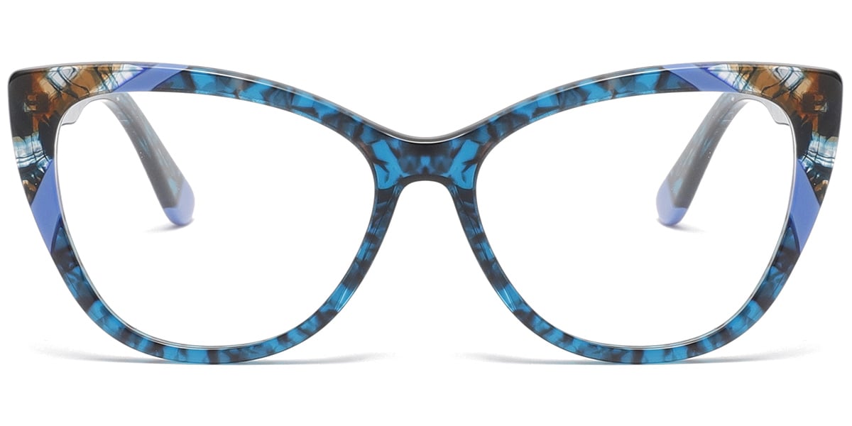 Acetate Cat Eye Frame pattern-blue
