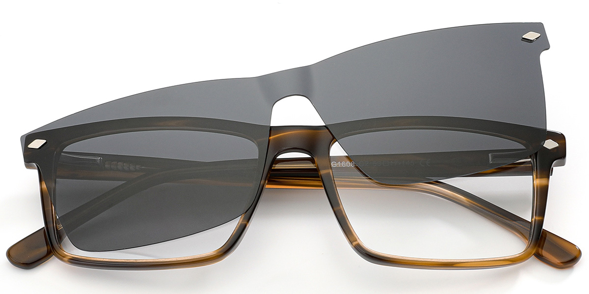 Acetate Rectangle Frame pattern-brown