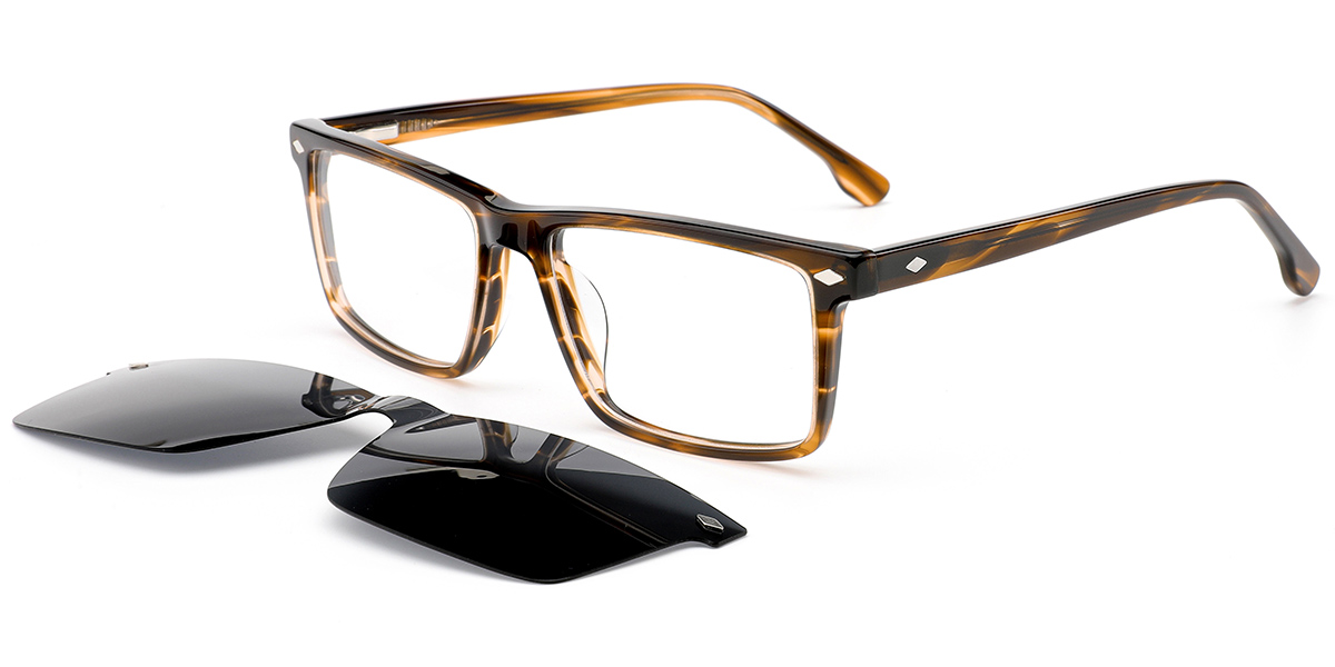 Acetate Rectangle Frame pattern-brown