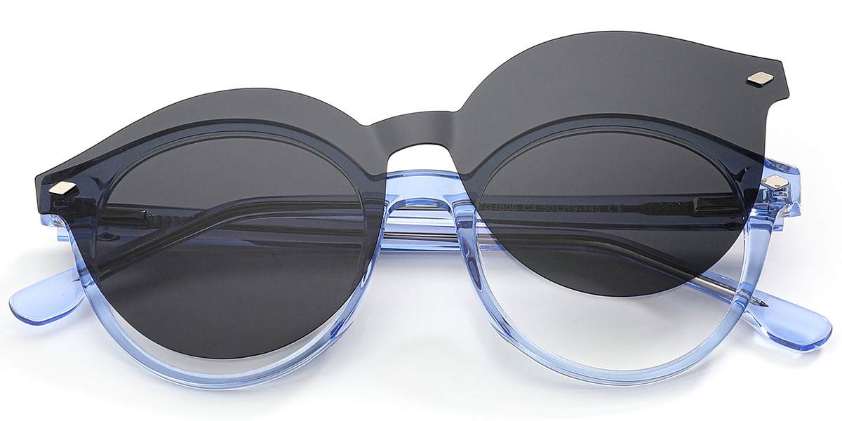 Acetate Round Frame translucent-blue