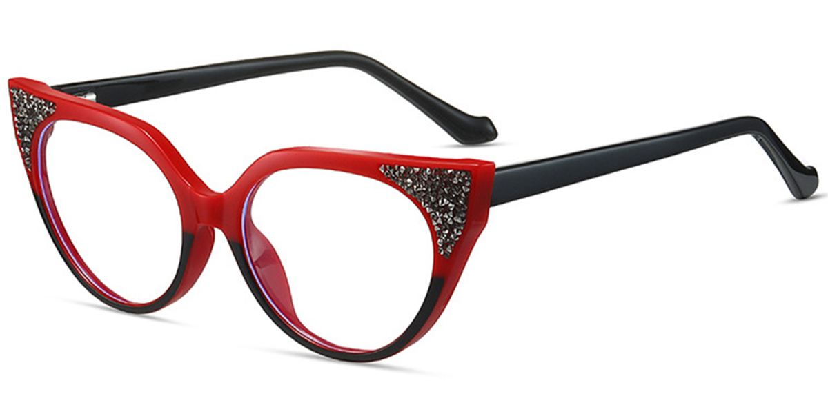 Cat Eye Frame pattern-red