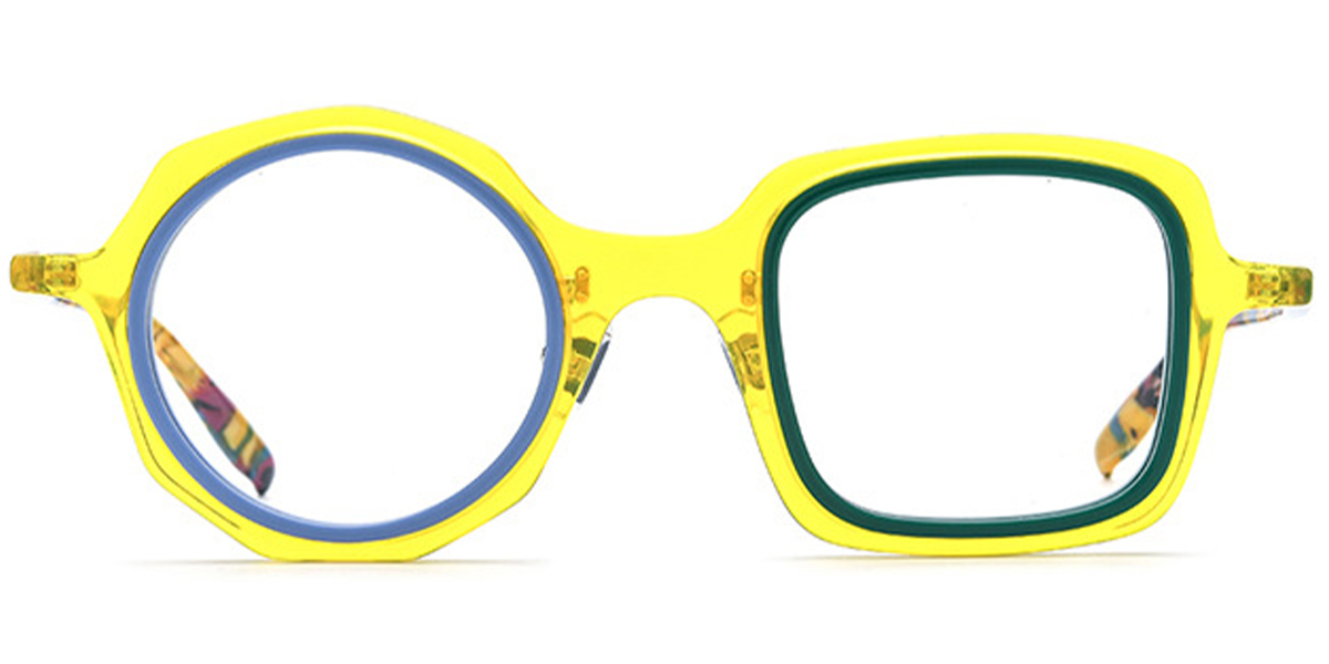 Acetate Square Round Frame pattern-yellow