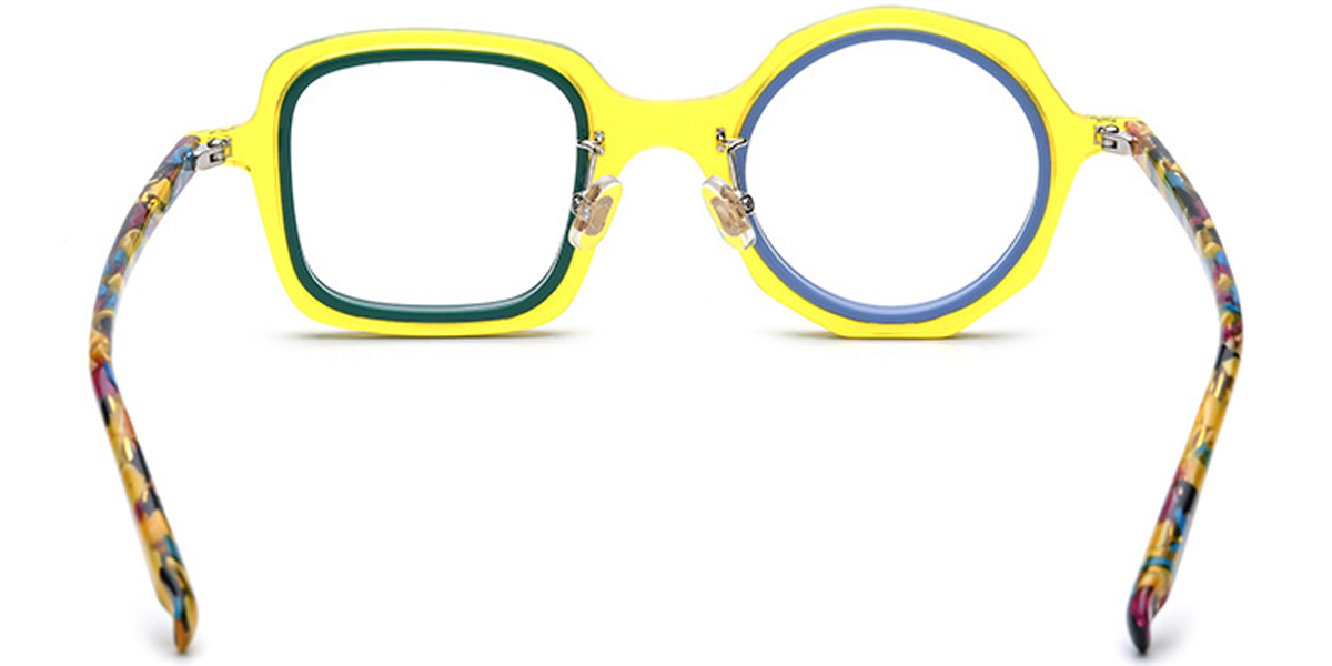 Acetate Square Round Frame pattern-yellow