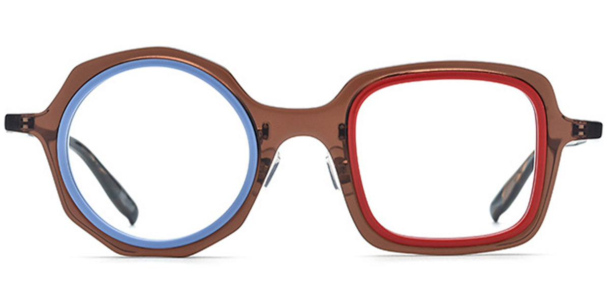 Acetate Square Round Frame pattern-brown