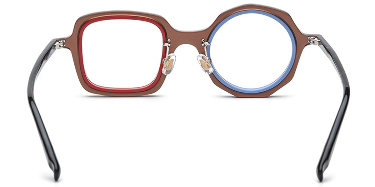 Acetate Square Round Frame pattern-brown