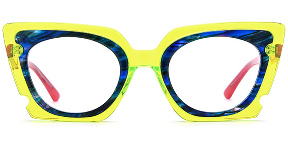 Acetate Square Oval Frame pattern-blue