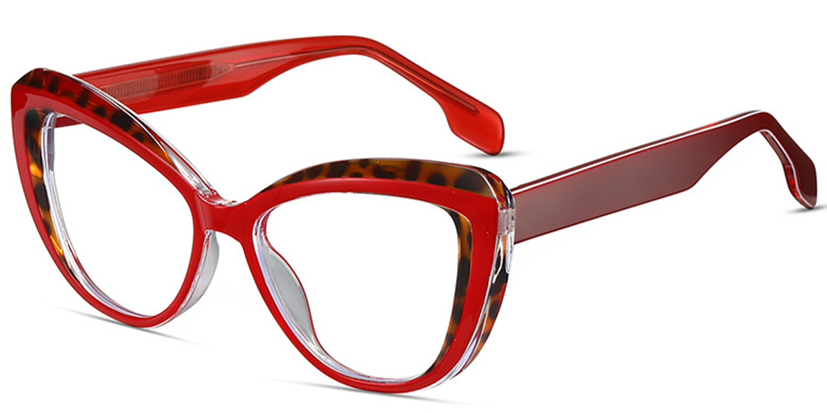 Cat Eye Frame pattern-red