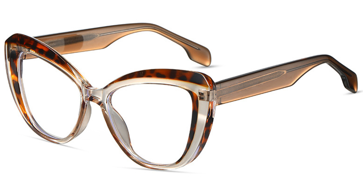 Cat Eye Frame pattern-brown