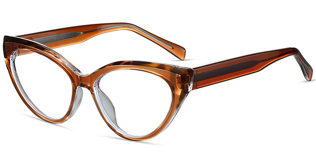 Cat Eye Frame pattern-brown