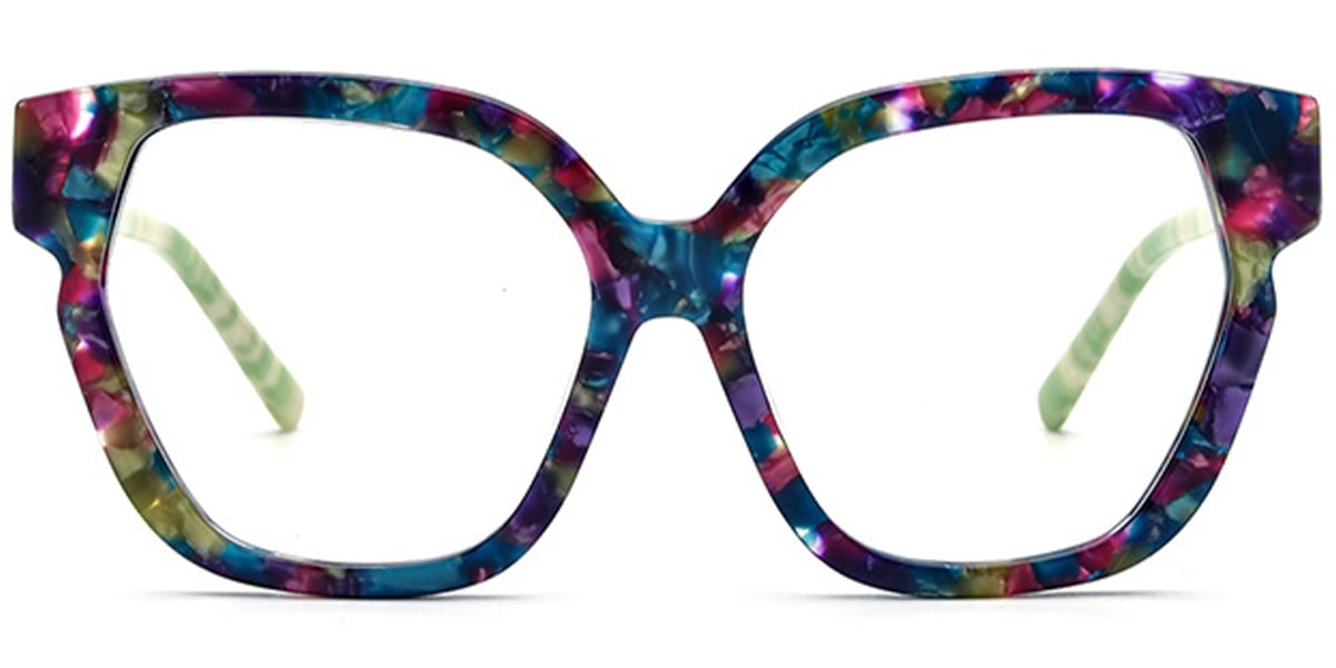 Acetate Square Cat Eye Frame pattern-purple