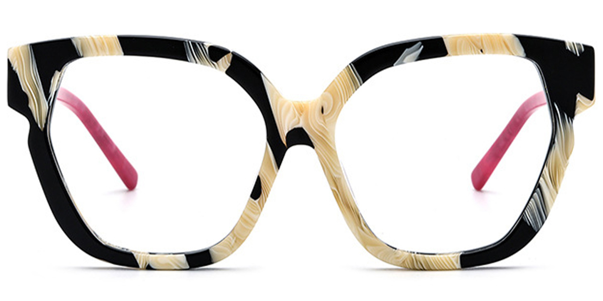 Acetate Square Cat Eye Frame pattern-white