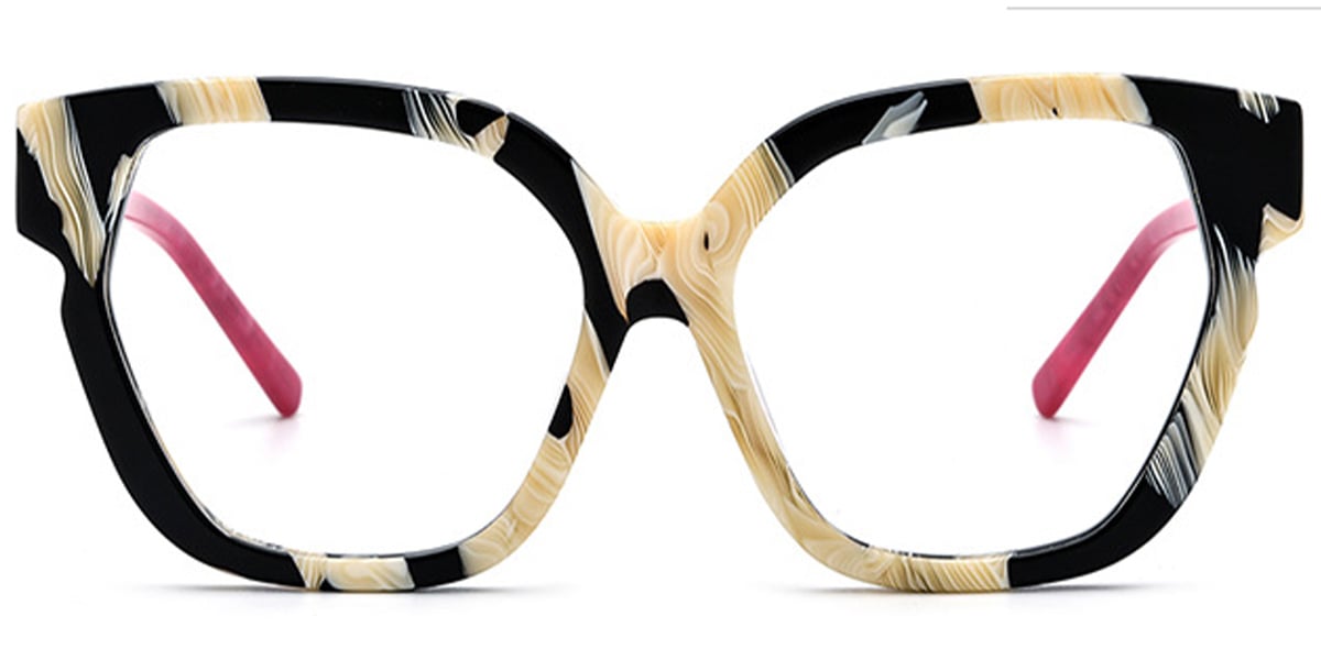 Acetate Square Cat Eye Frame pattern-white