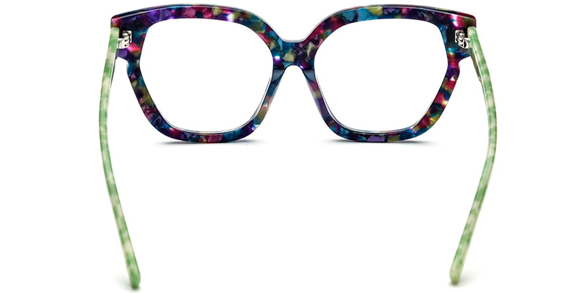 Acetate Square Cat Eye Frame pattern-purple