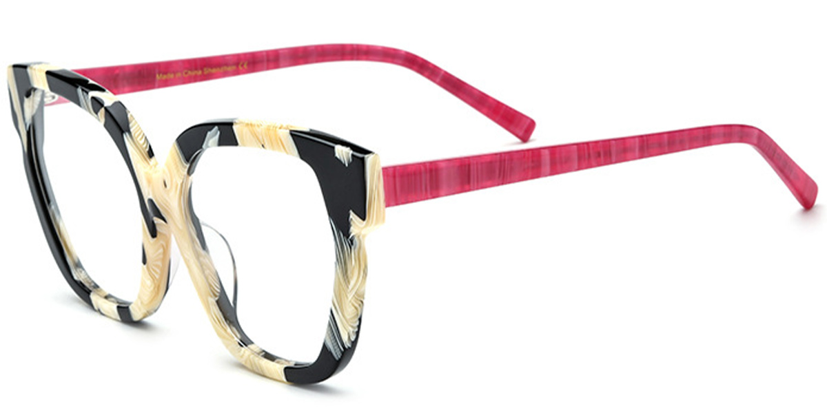 Acetate Square Cat Eye Frame pattern-white