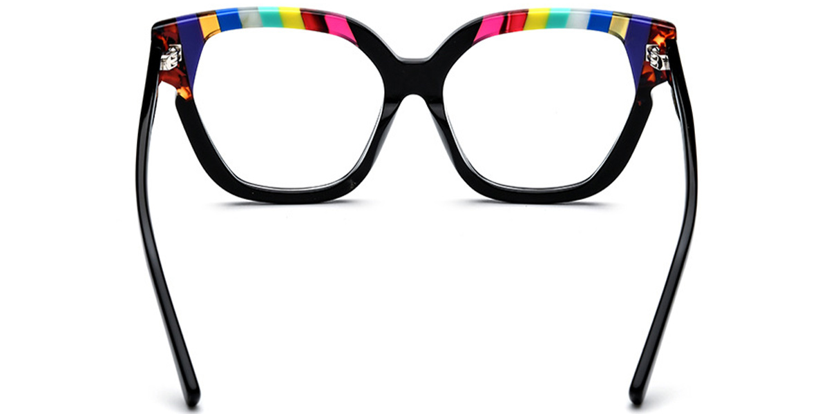 Acetate Square Cat Eye Frame pattern-black