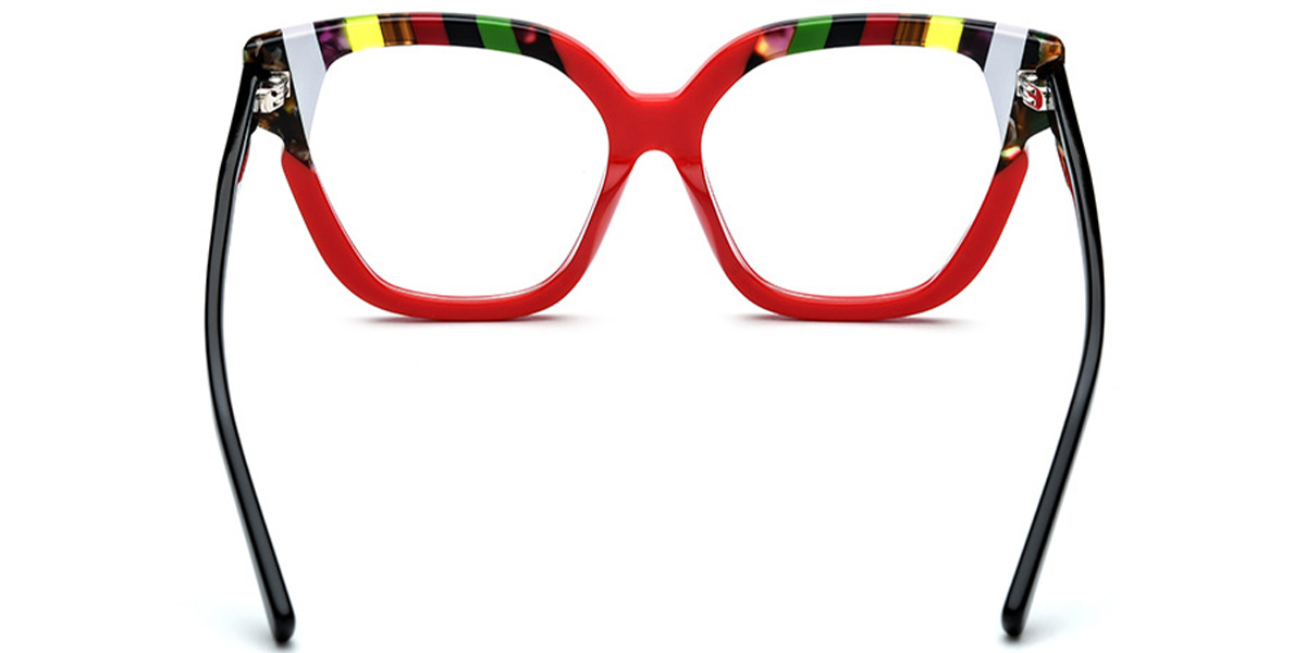 Acetate Square Cat Eye Frame pattern-red