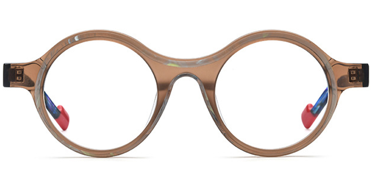 Acetate Round Frame pattern-brown