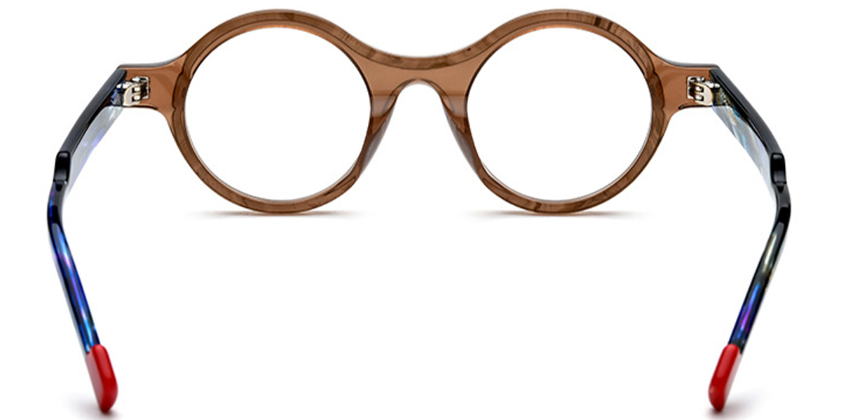 Acetate Round Frame pattern-brown