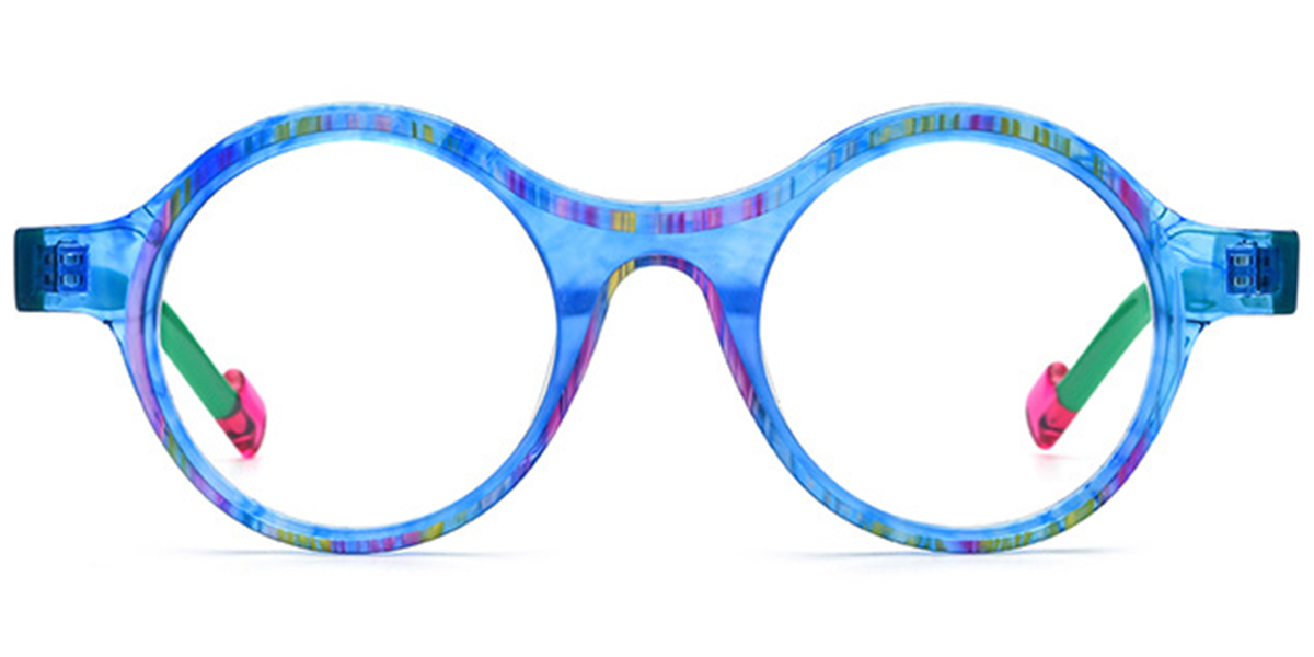 Acetate Round Frame pattern-blue