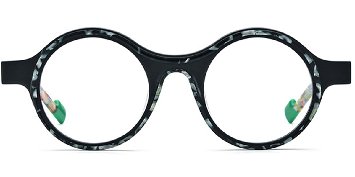 Acetate Round Frame pattern-black