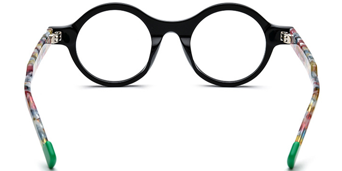 Acetate Round Frame pattern-black