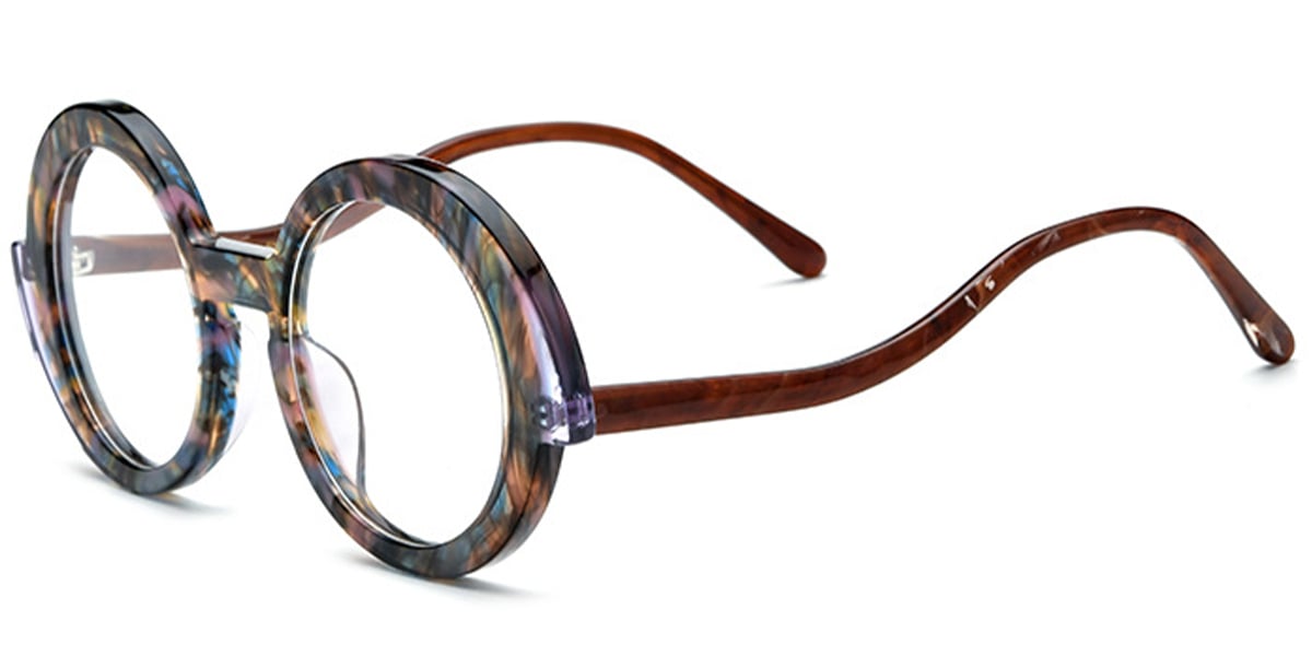 Acetate Round Frame pattern-brown