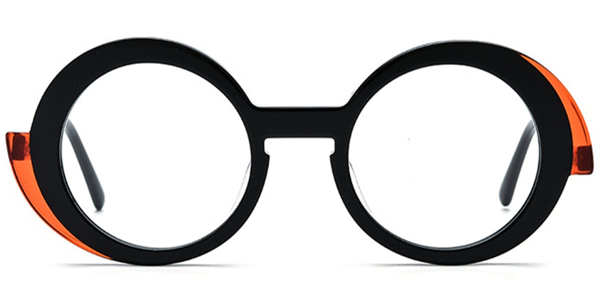 Acetate Round Frame pattern-black