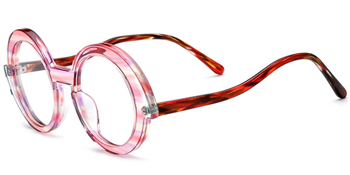 Acetate Round Frame pattern-pink