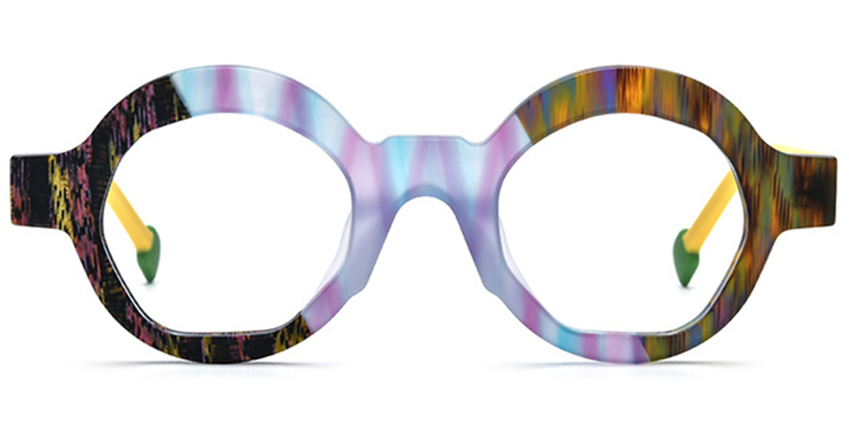 Acetate Round Frame pattern-blue