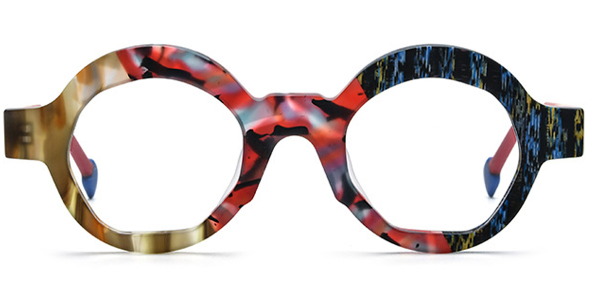 Acetate Round Frame pattern-red