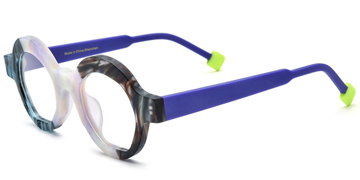 Acetate Round Frame pattern-purple