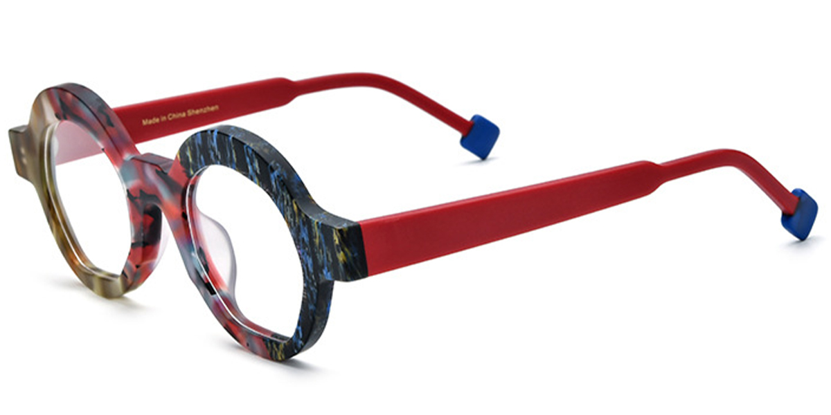 Acetate Round Frame pattern-red