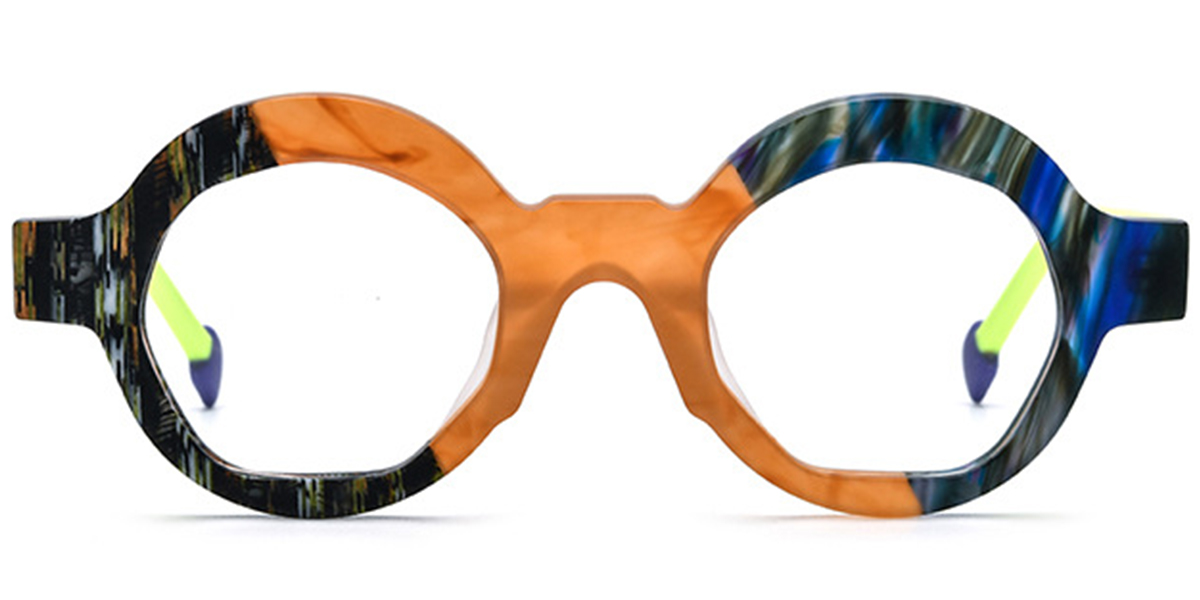 Acetate Round Frame pattern-orange