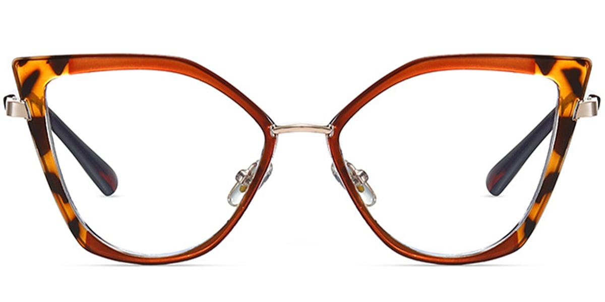 Cat Eye Frame pattern-brown