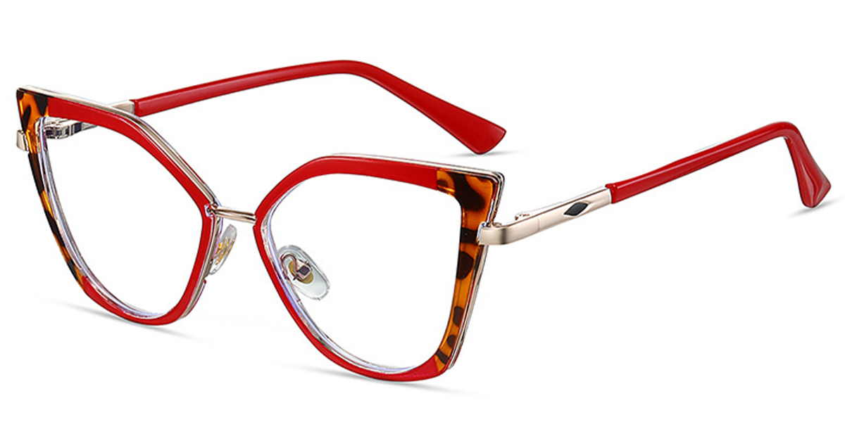 Cat Eye Frame pattern-red