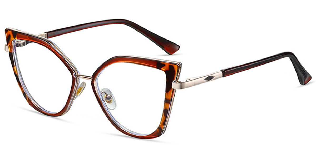 Cat Eye Frame pattern-brown