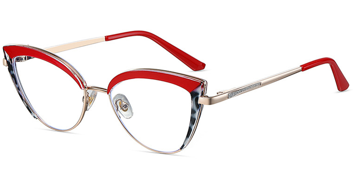 Cat Eye Frame pattern-red