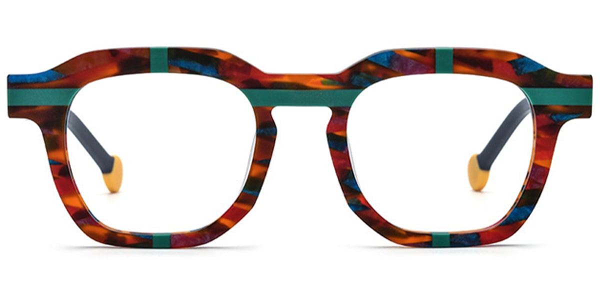 Acetate Square Frame pattern-brown