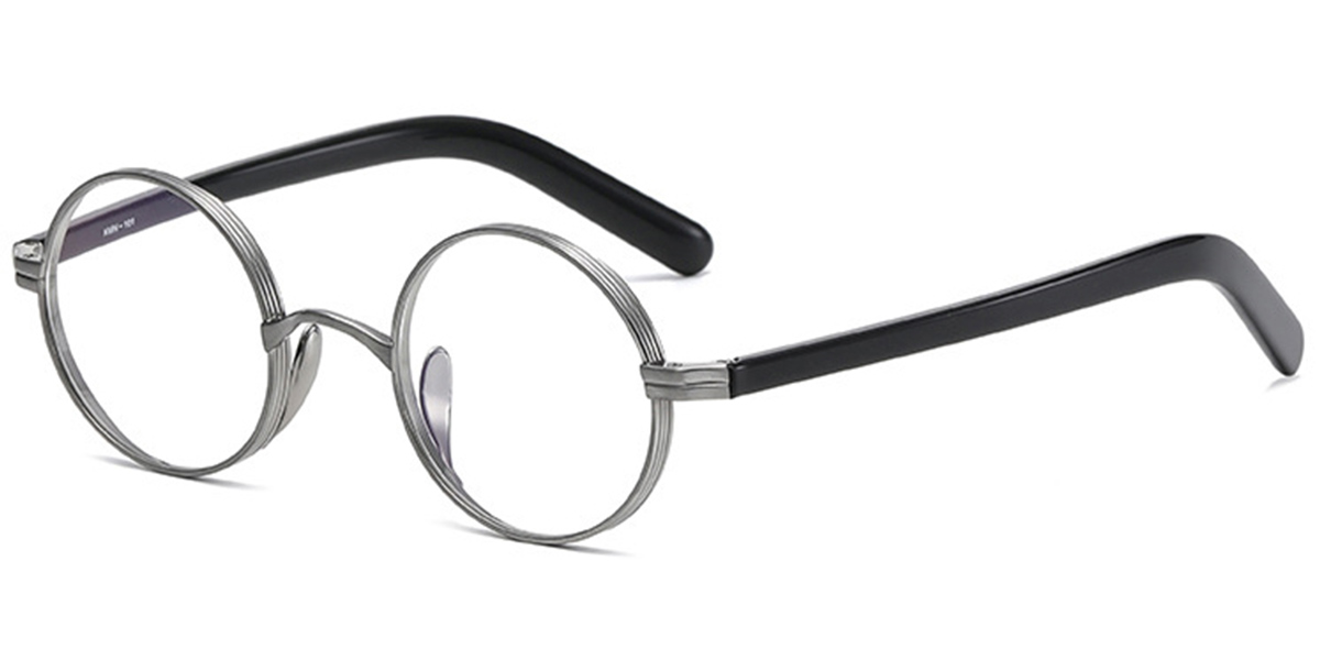 Acetate & Titanium Round Frame silver