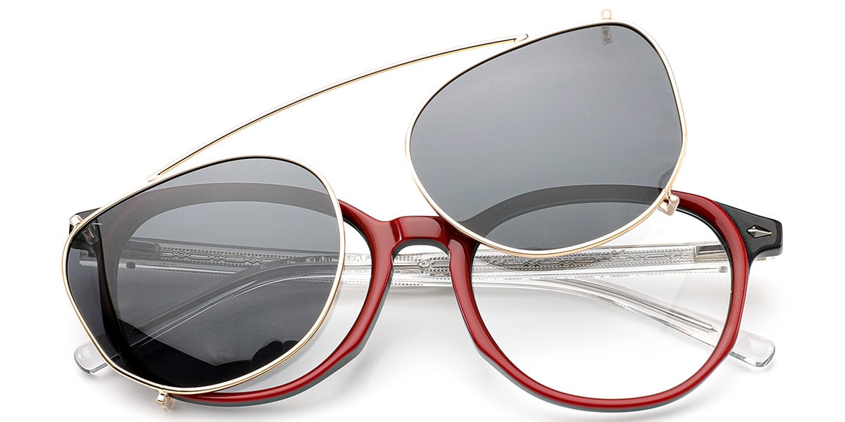 Acetate Oval Frame pattern-red