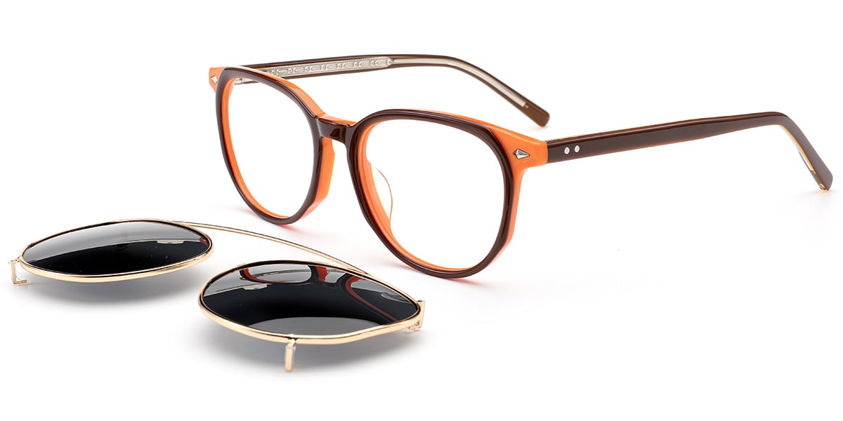 Acetate Oval Frame pattern-brown