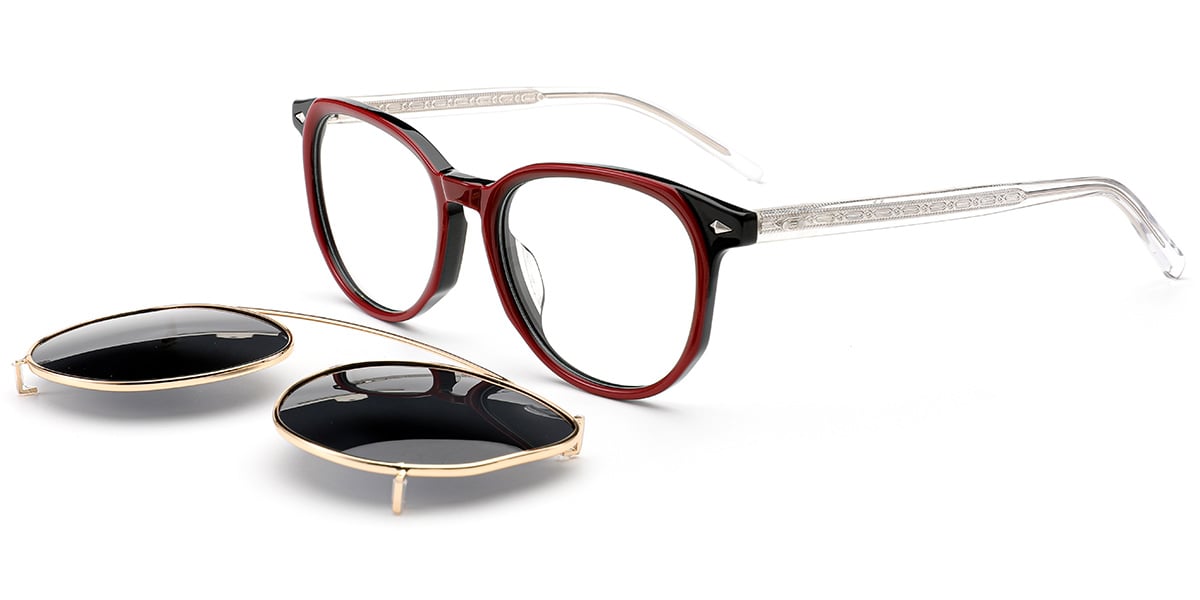 Acetate Oval Frame pattern-red