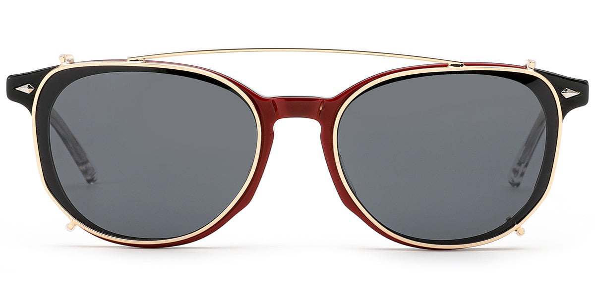 Acetate Oval Frame pattern-red