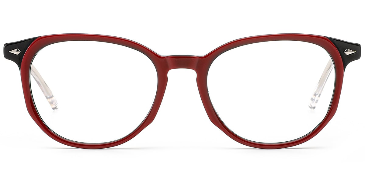 Acetate Oval Frame pattern-red