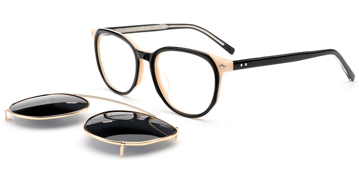 Acetate Oval Frame pattern-black