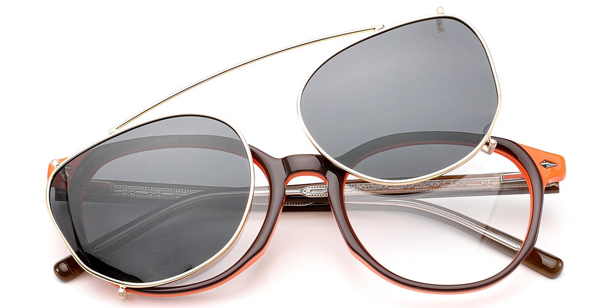 Acetate Oval Frame pattern-brown